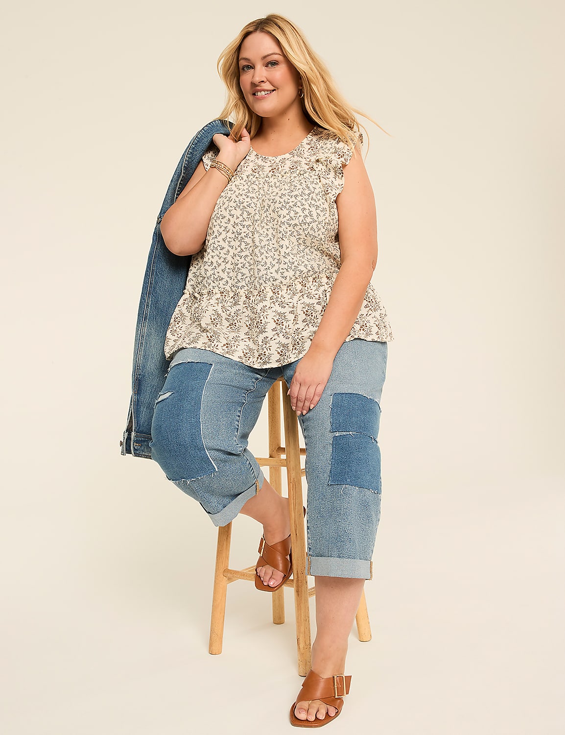 Ruffle Cap-Sleeve Popover Top Product Image 3