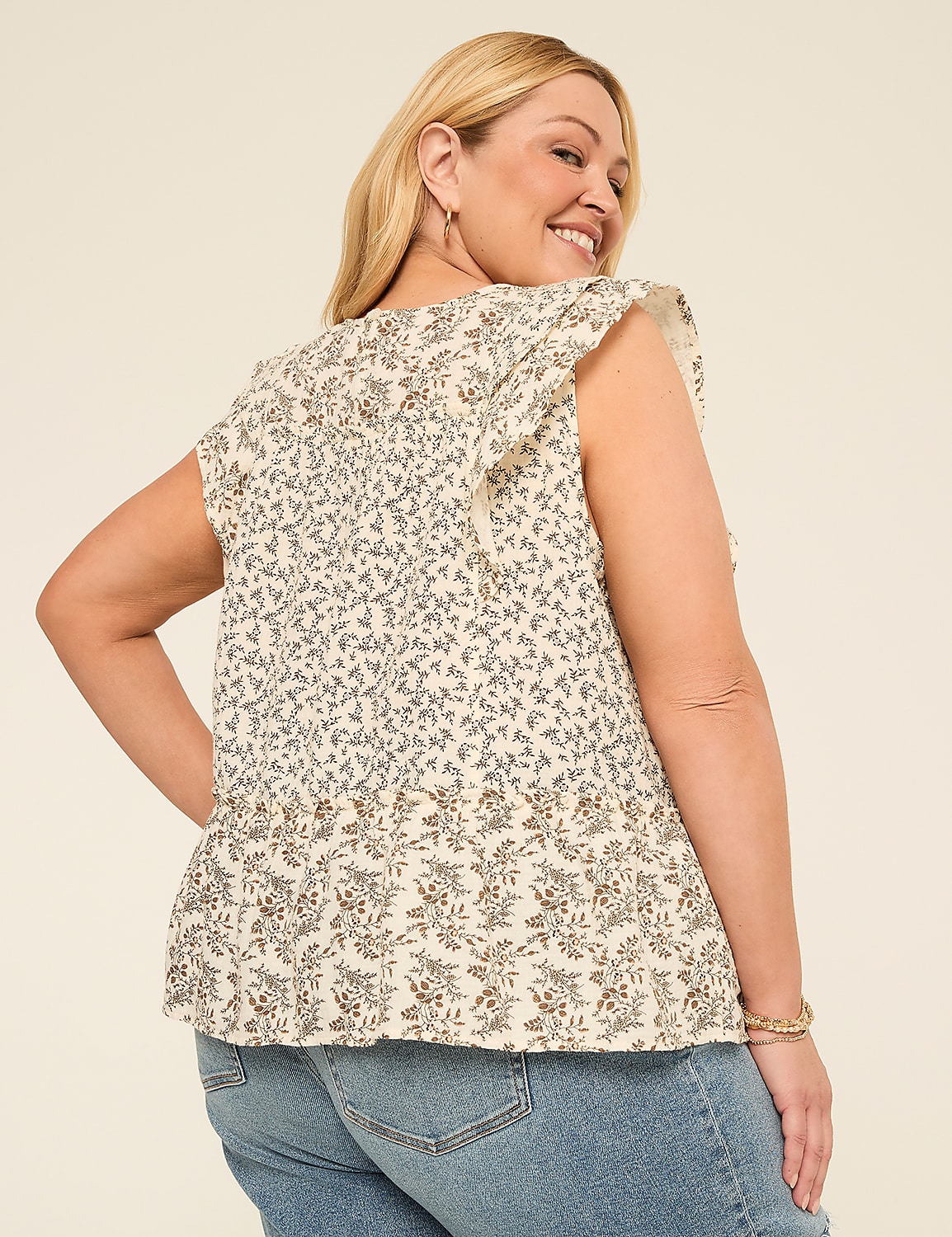 Ruffle Cap-Sleeve Popover Top Product Image 2