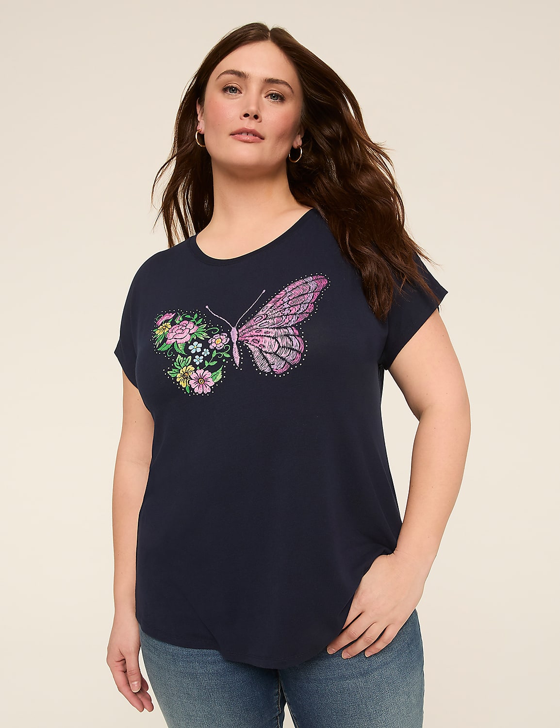 Floral Butterfly Graphic Tee Product Image 1