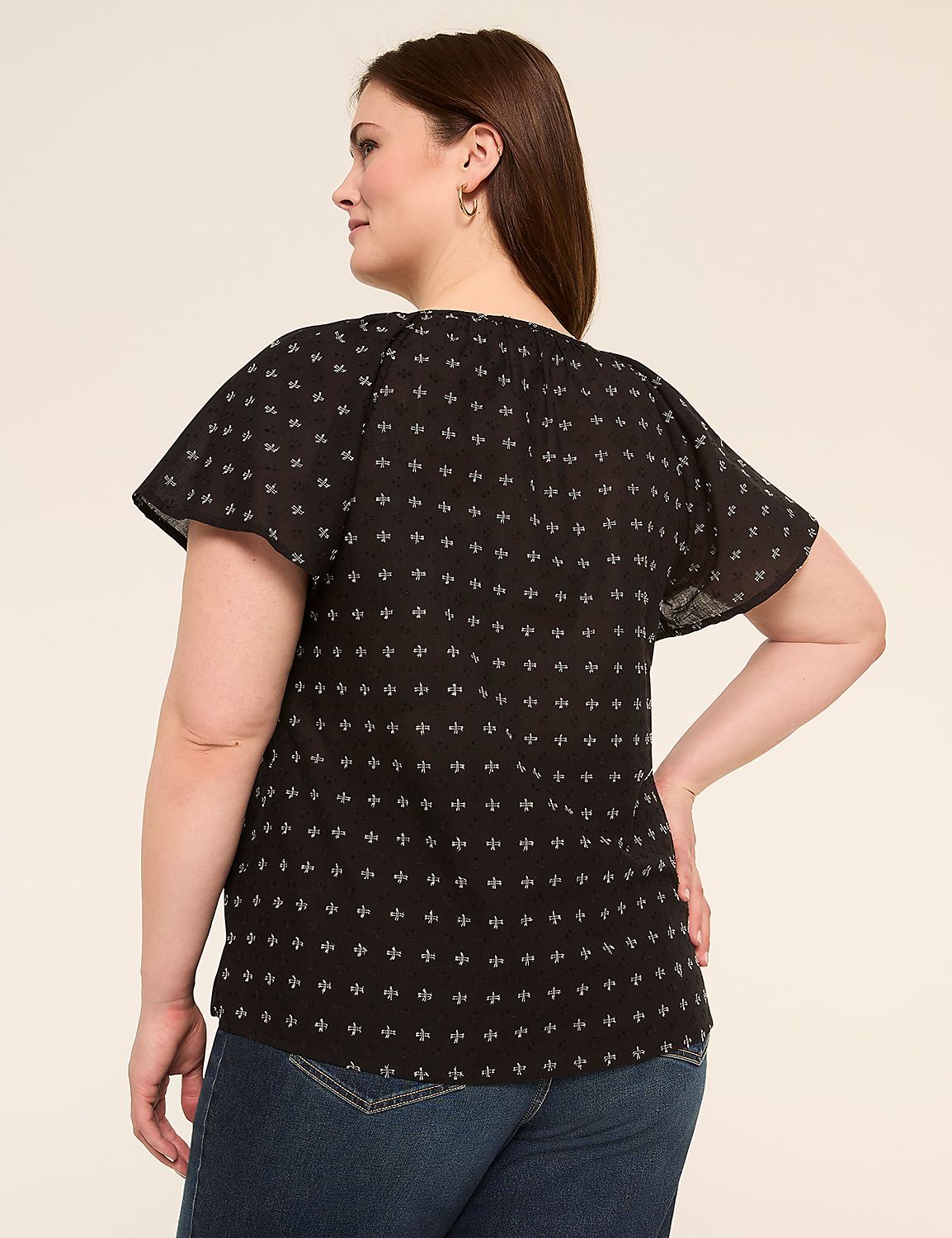 Short-Sleeve Notch-Neck Popover Blouse Product Image 2