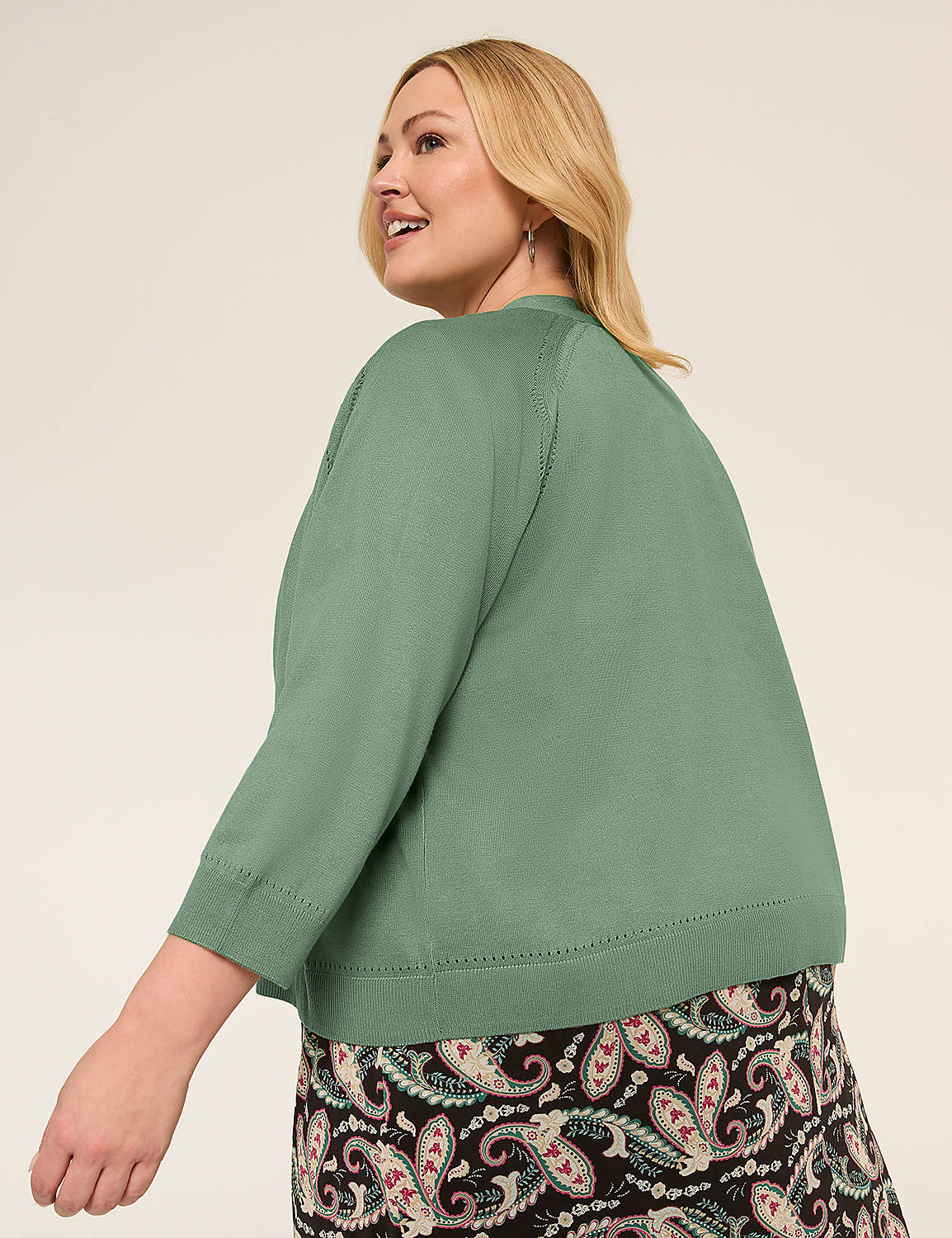 3/4-Sleeve Open-Front Shrug Product Image 5