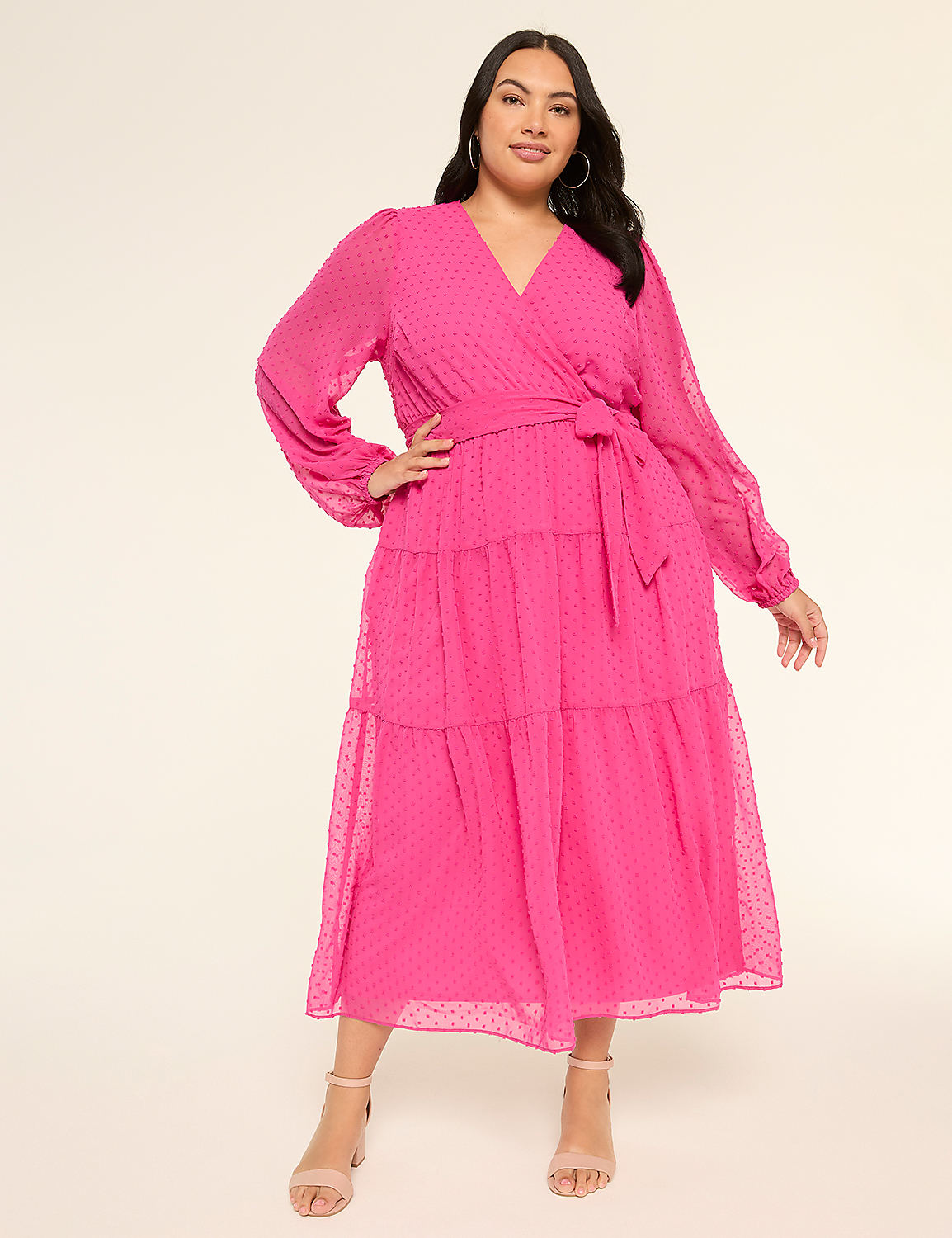 Long-Sleeve Surplice-Neck Maxi Dress Product Image 1