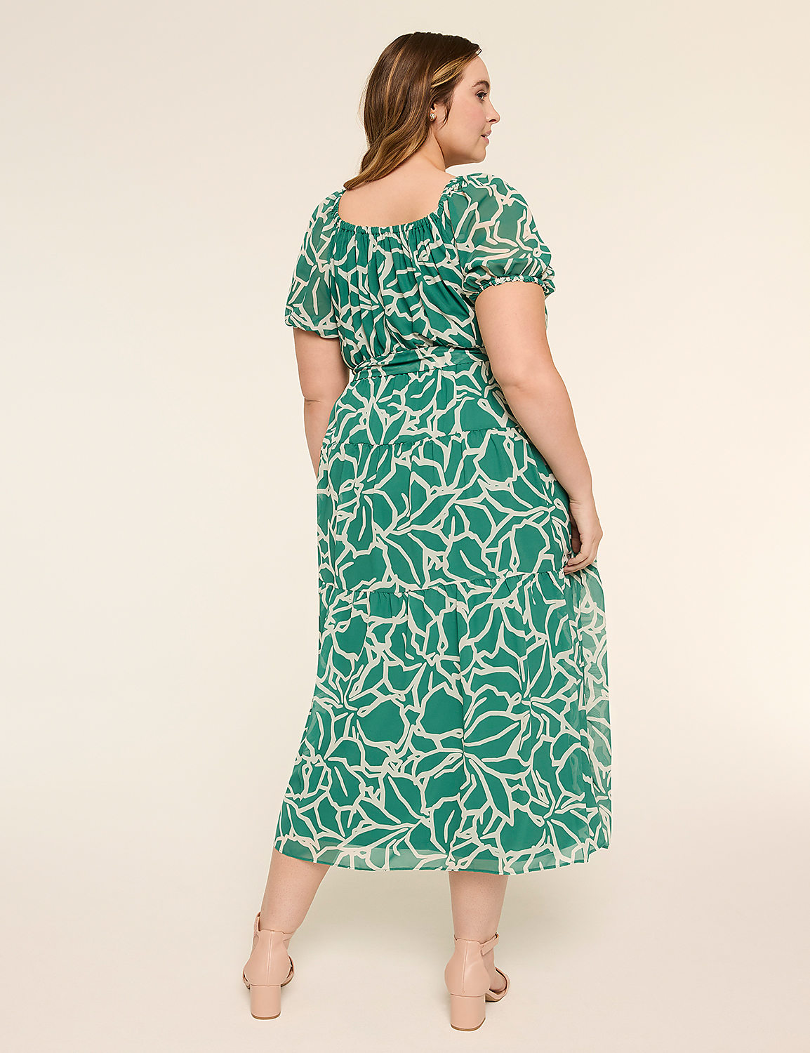 Puff Sleeve Tiered Midi Dress Product Image 2