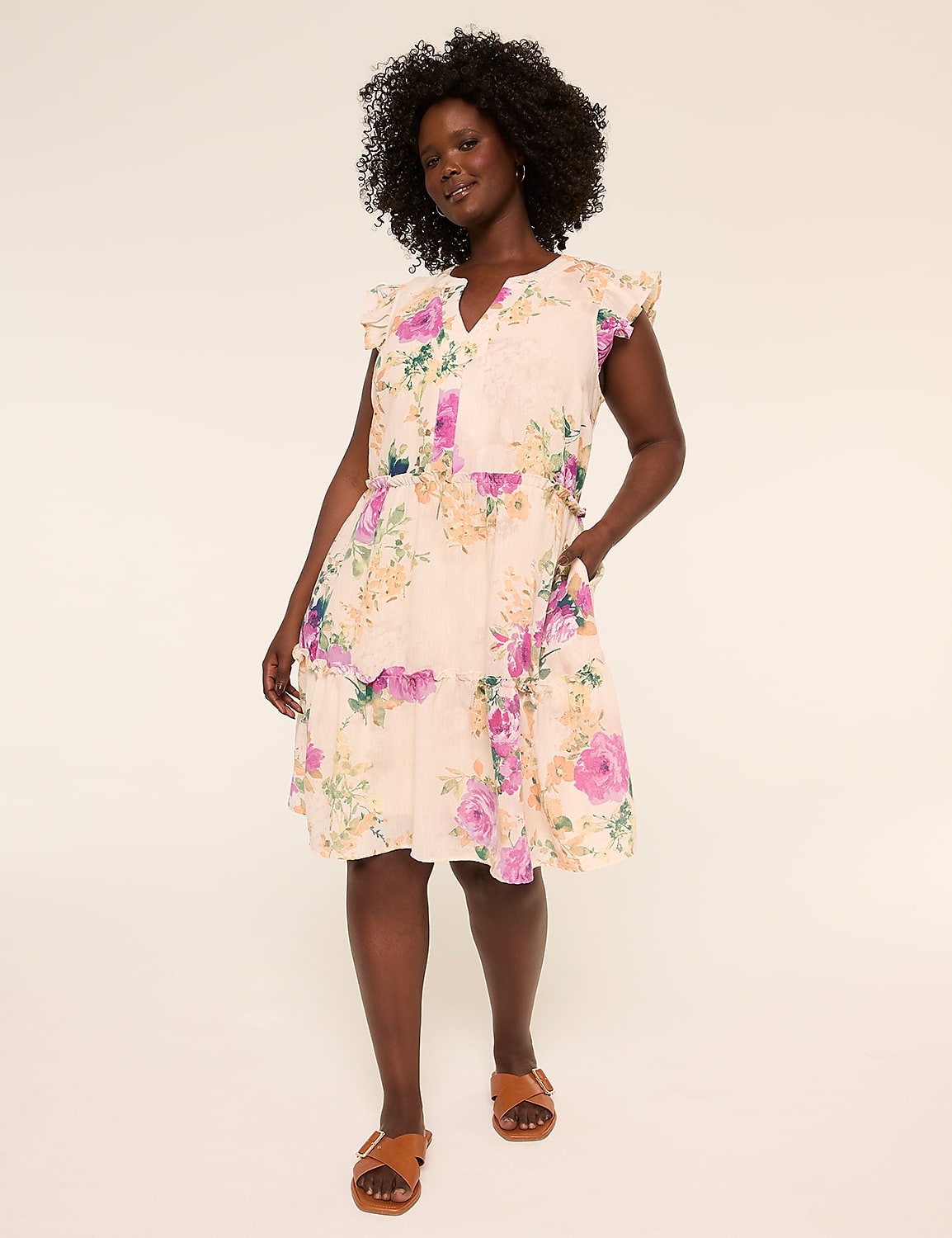Short-Sleeve Ruffle Swing Dress Product Image 1