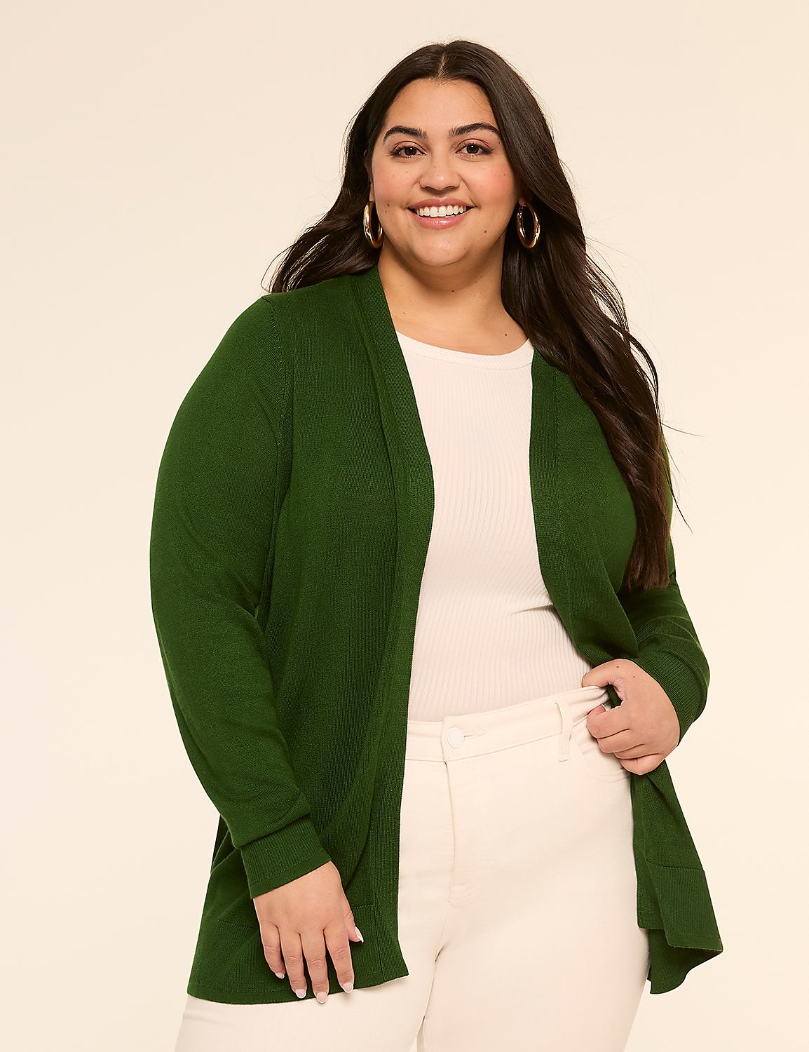 Modern Long-Sleeve Open-Front Cardigan Product Image 1
