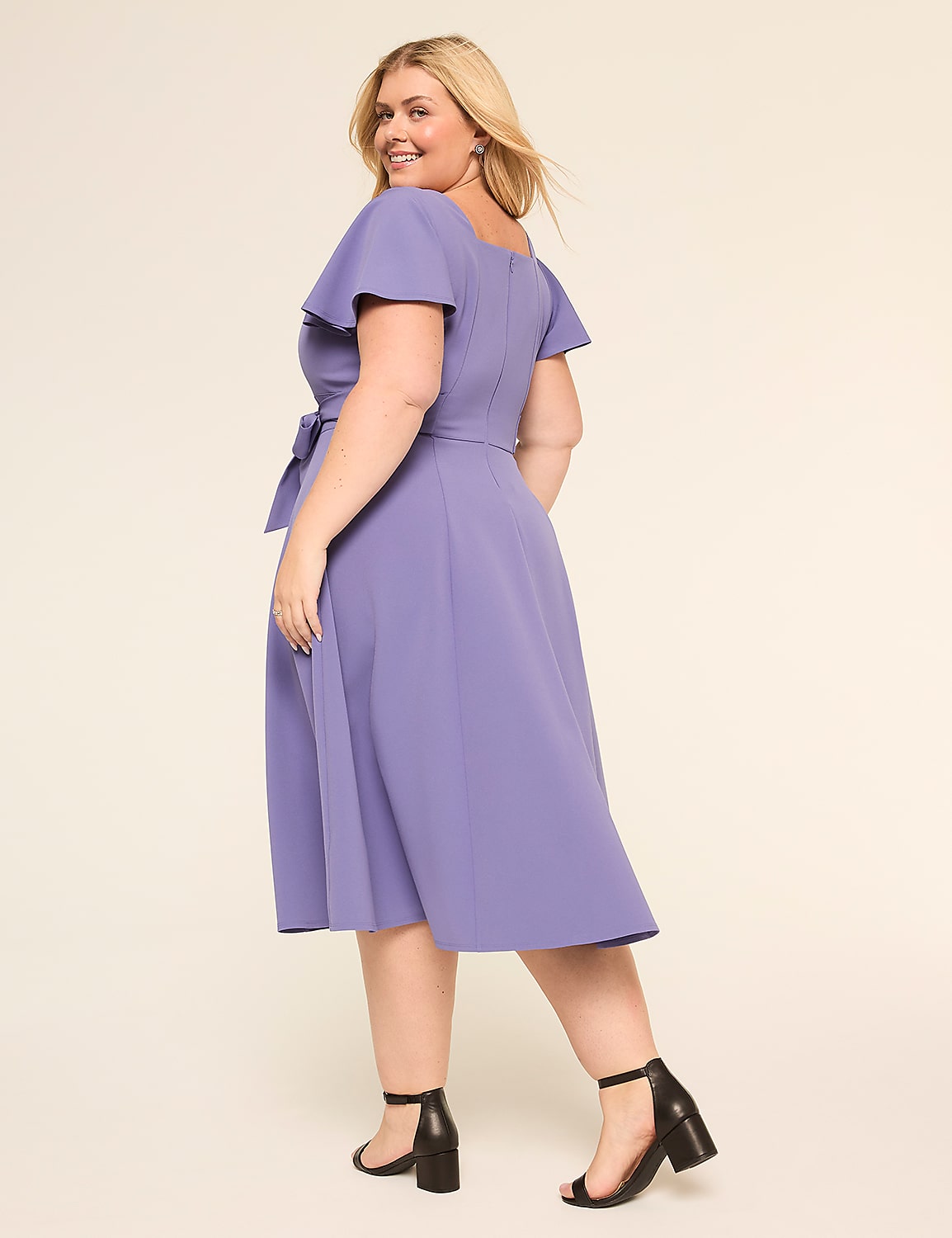 square neck split hem midi dress Black & Taupe Chic Print Square Neck Split Hem Midi Jersey Dress