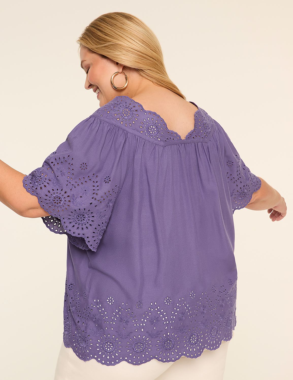 Swing V-Neck Eyelet Blouse Product Image 2
