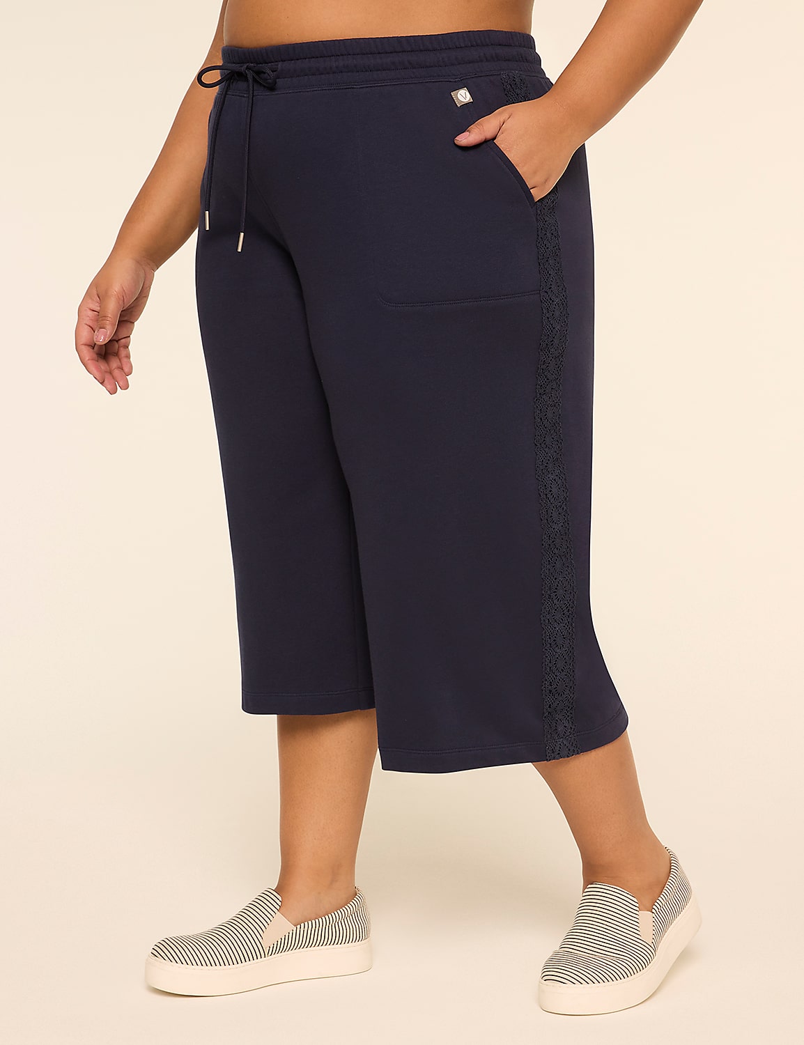 LIVI French Terry Relaxed Straight Capri Product Image 1