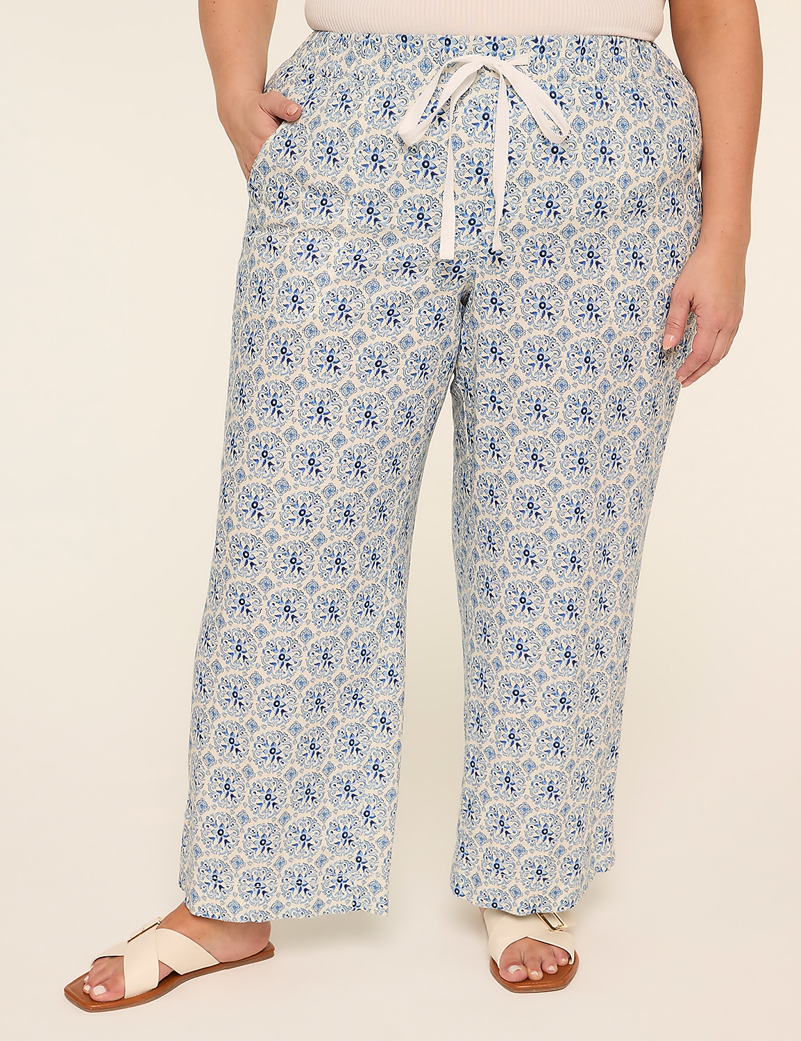 Linen-Blend Wide Leg Pant Product Image 1