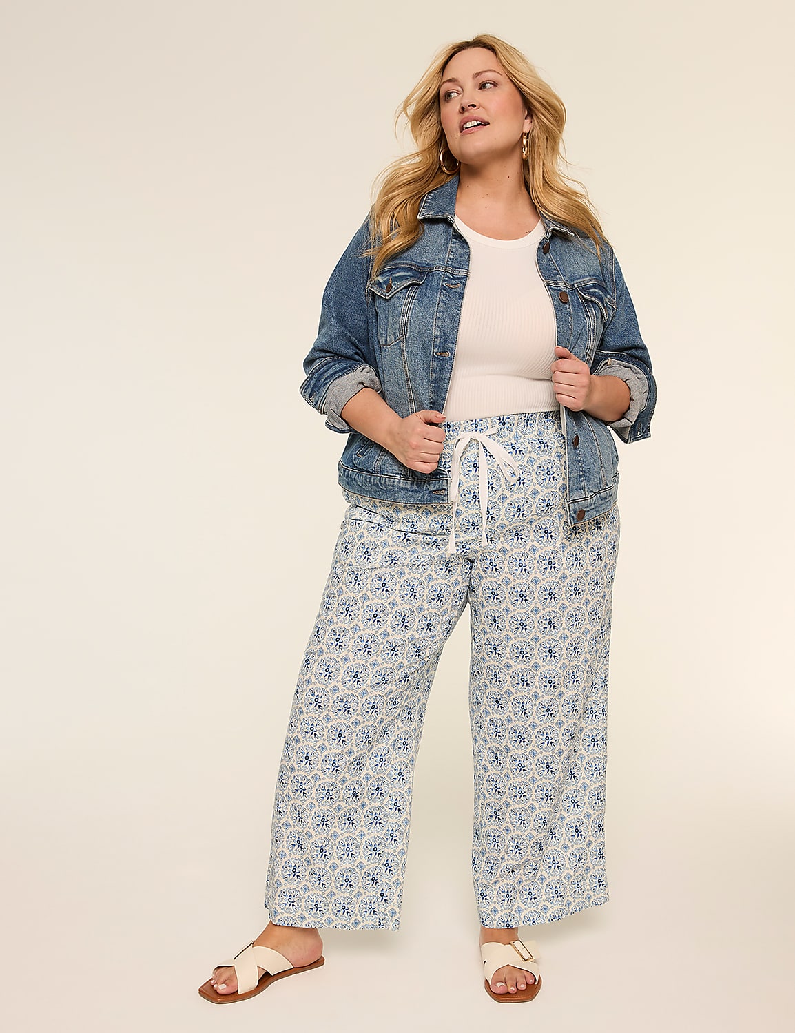 Linen-Blend Wide Leg Pant Product Image 3