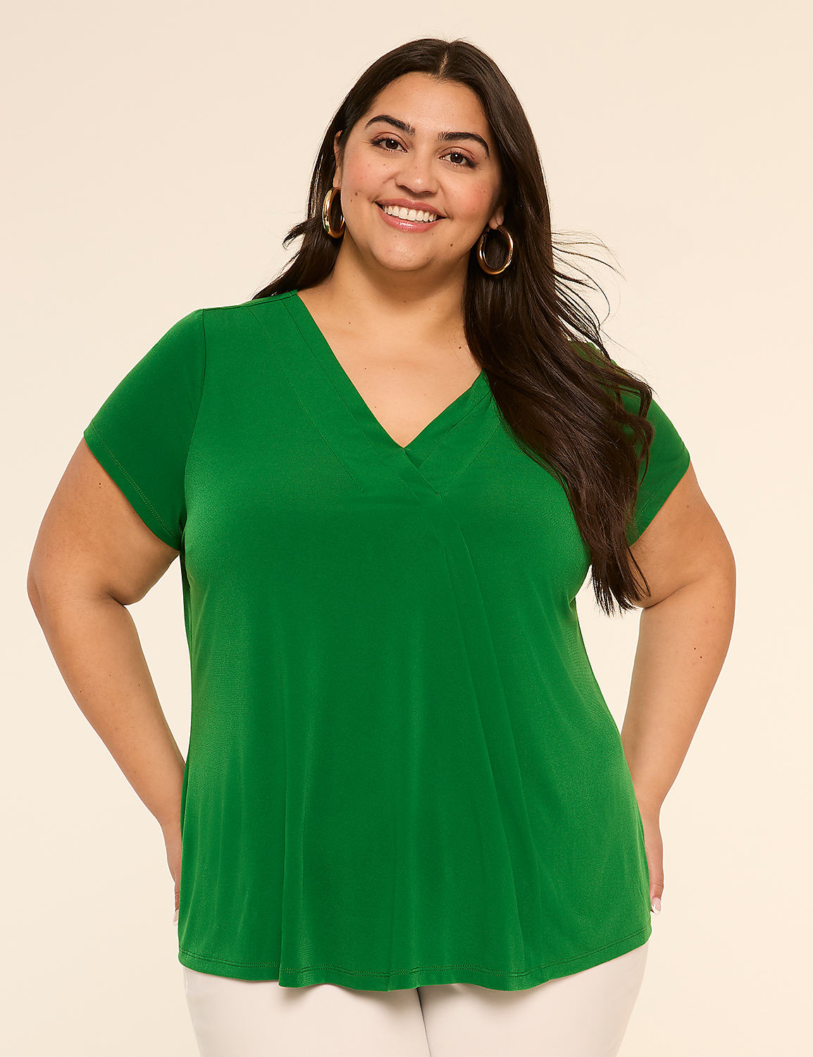 Swing Cap-Sleeve Pleat-Front Top Product Image 1