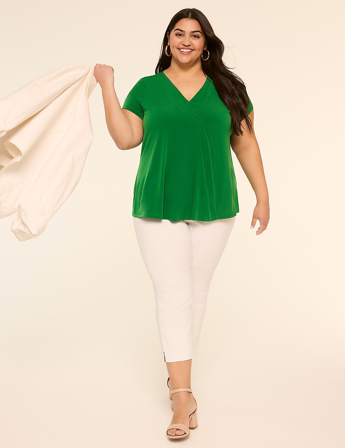 Swing Cap-Sleeve Pleat-Front Top Product Image 3