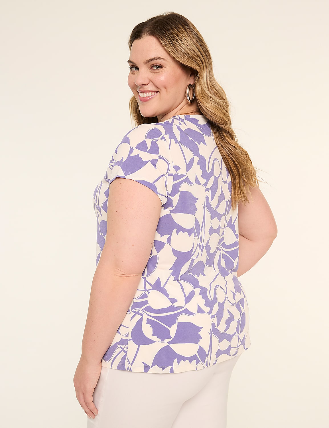 Swing Cap-Sleeve Pleat-Front Top Product Image 2