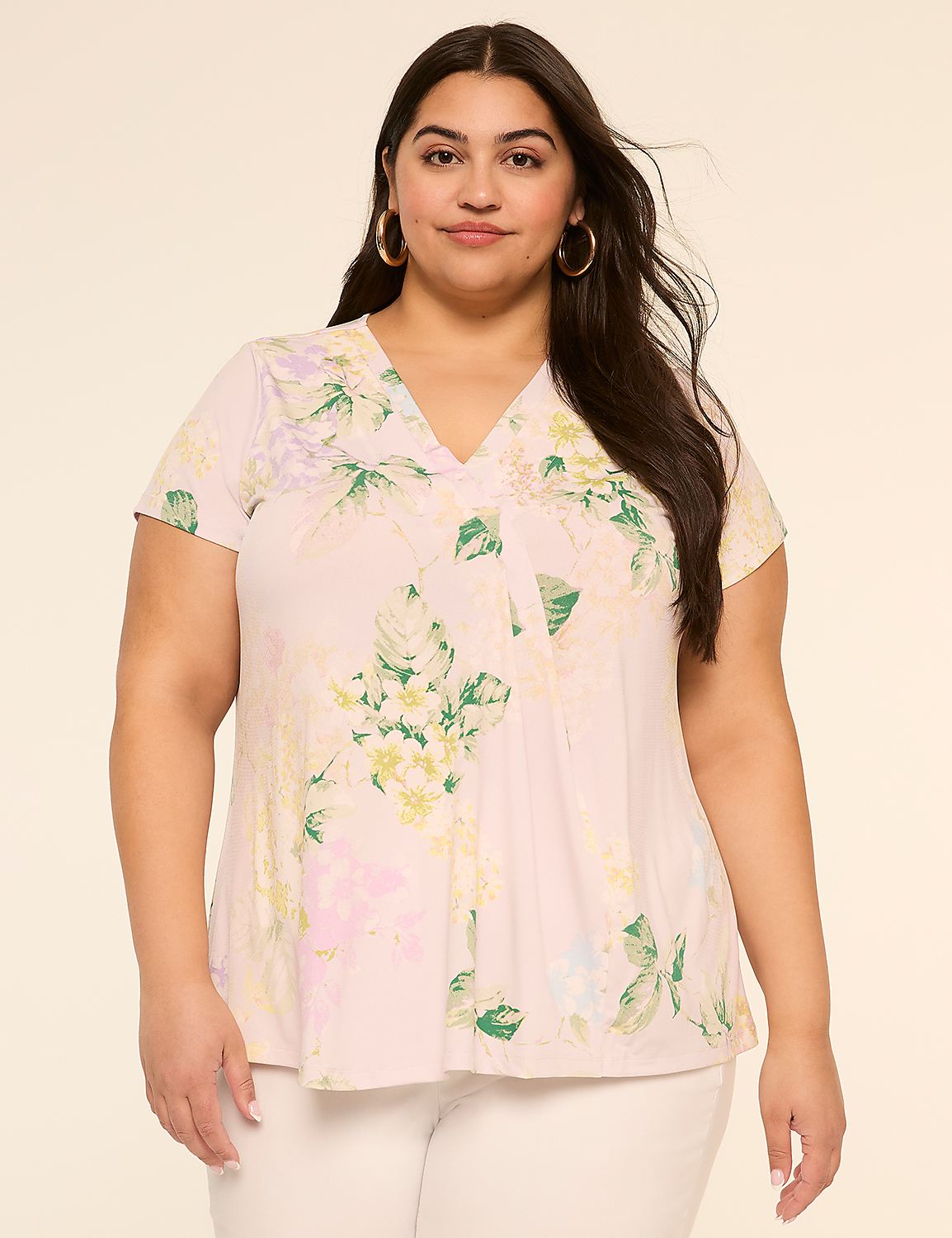Swing Cap-Sleeve Pleat-Front Top Product Image 1