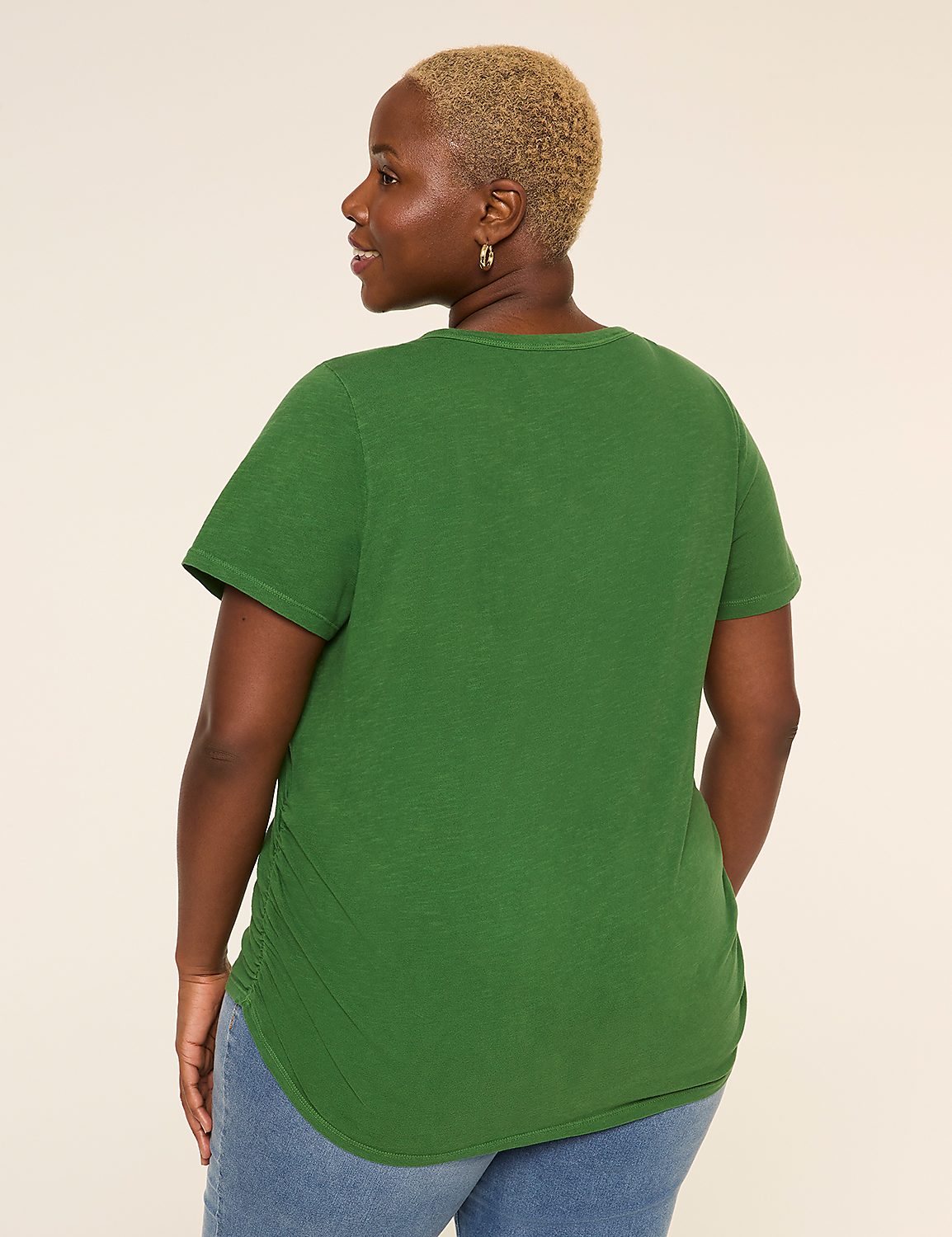 Short-Sleeve V-Neck Side-Ruched Tee Product Image 2