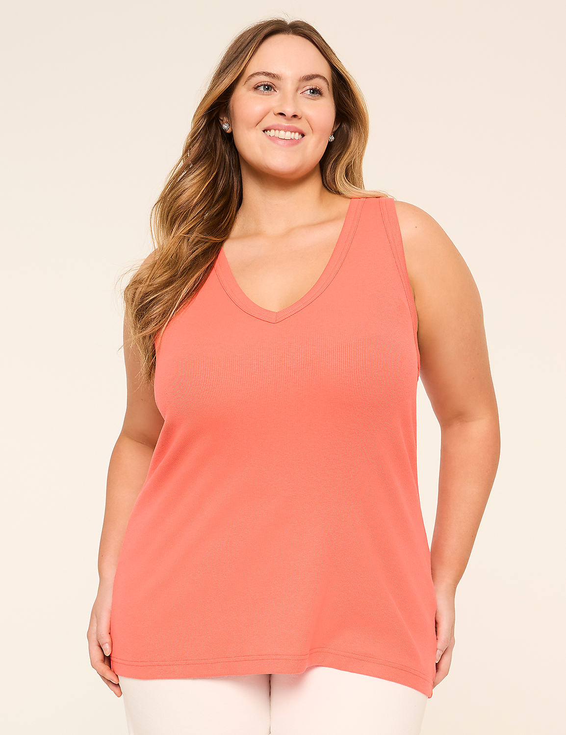 Deep V-Neck Rib Layering Tank Product Image 1