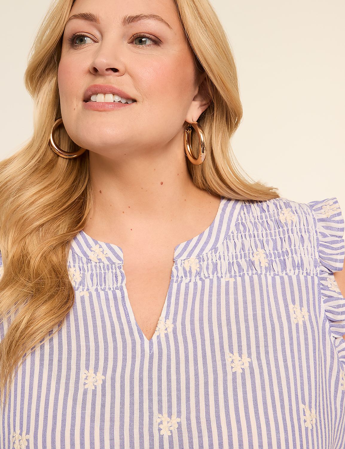 Embroidered Flower Flutter-Sleeve Top Product Image 4