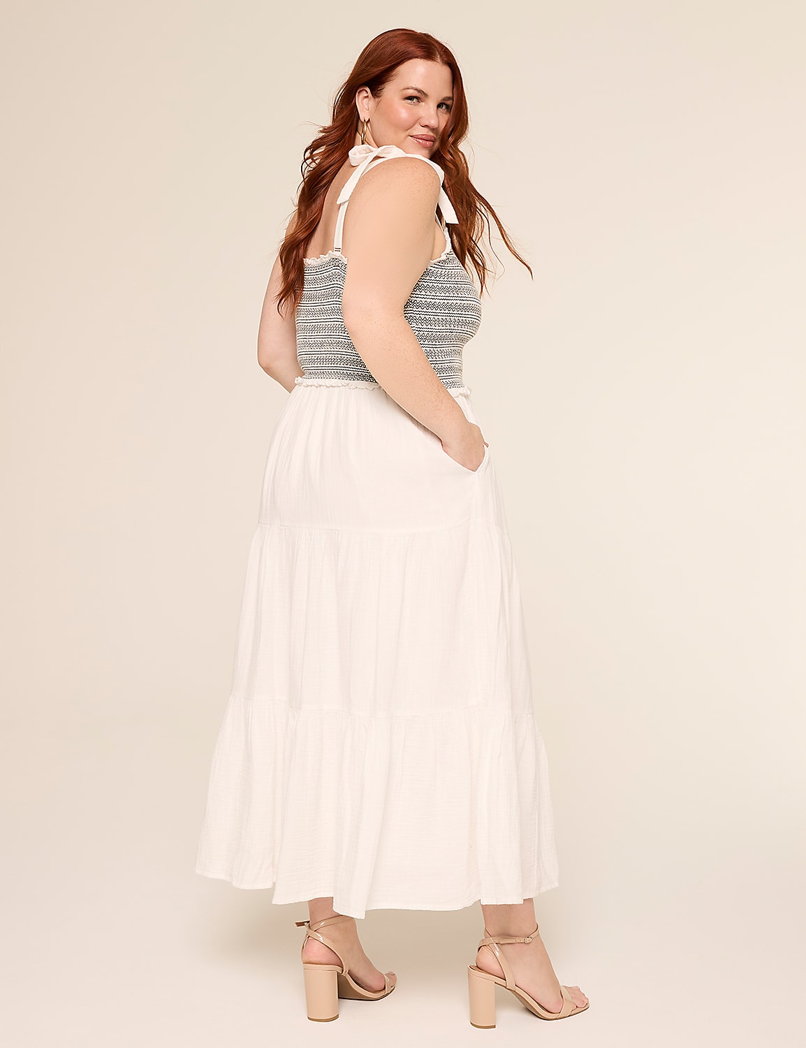 Tie-Strap Smocked-Bodice Maxi Dress Product Image 2