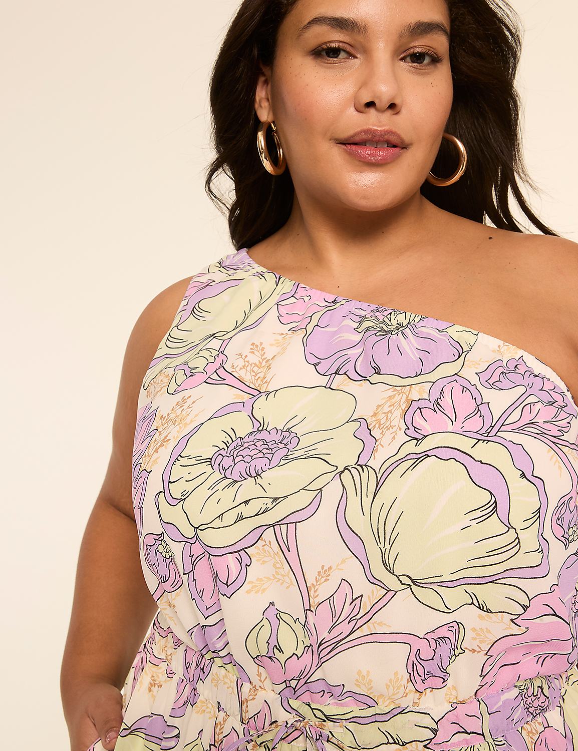 One-Shoulder Tie-Waist Tiered Maxi Dress Product Image 3