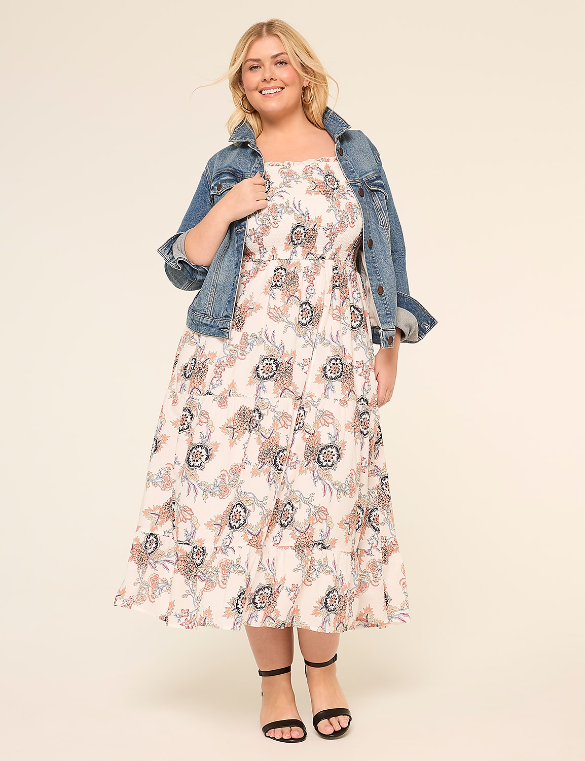 Sleeveless Smocked-Bodice Tiered Maxi Dress Product Image 4