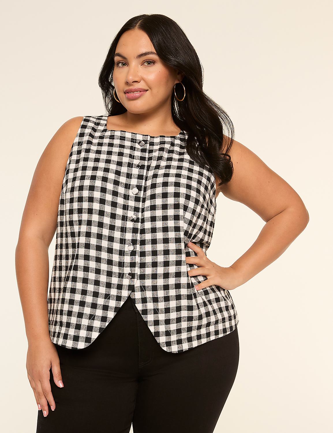 Gingham Tailored Linen-Blend Vest Product Image 1