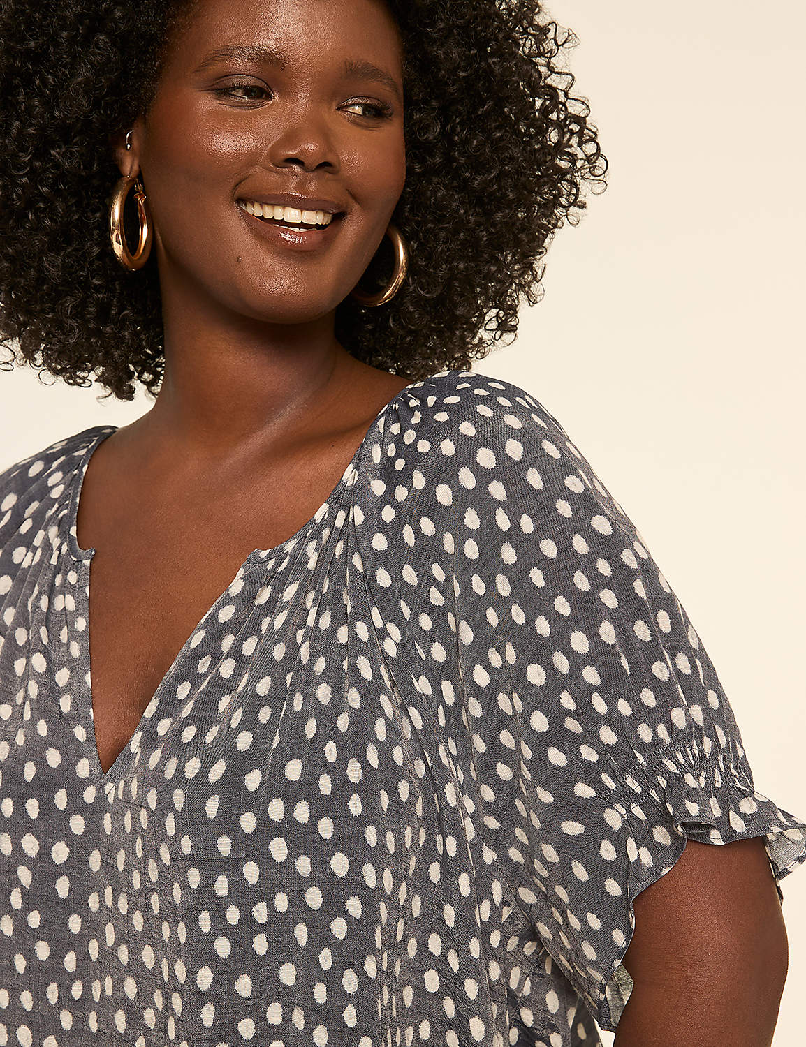 Short-Sleeve Notch-Neck Popover Blouse - thumbnail 4
