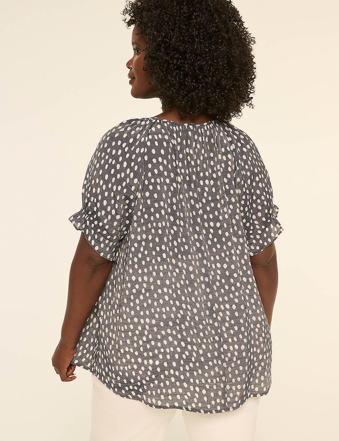 Short-Sleeve Notch-Neck Popover Blouse - thumbnail 2