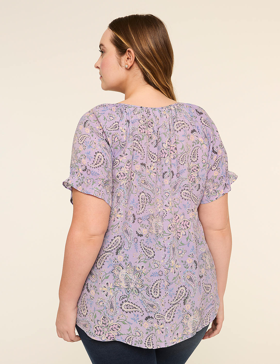 Short-Sleeve Notch-Neck Popover Blouse Product Image 2