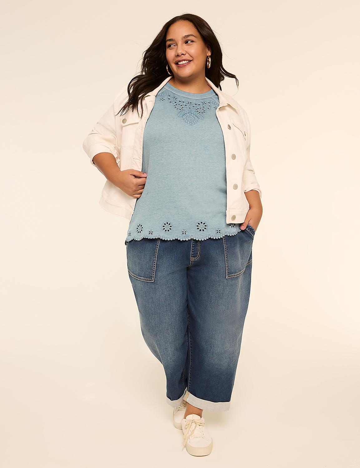 Embroidered Crew-Neck Top Product Image 3
