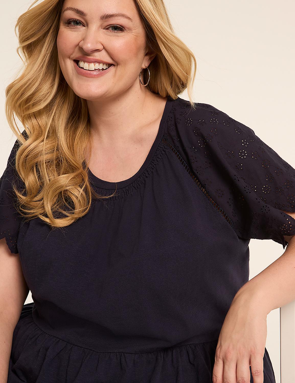 Eyelet-Sleeve Peplum Top Product Image 4