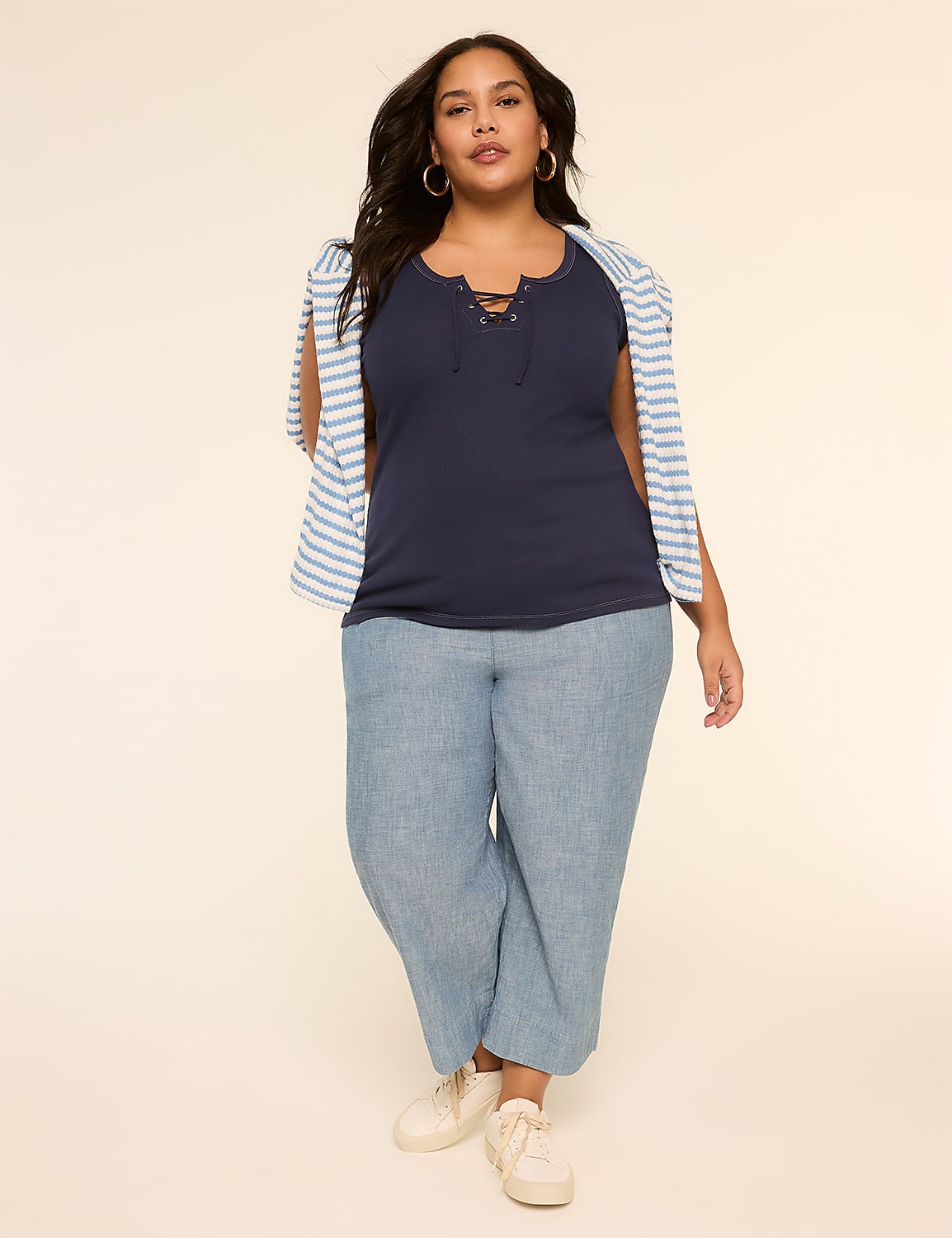 Lace-Up Rib Tank Product Image 3