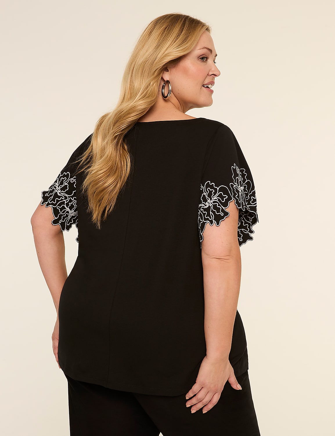 Embroidered Short-Sleeve Boat-Neck Top Product Image 2