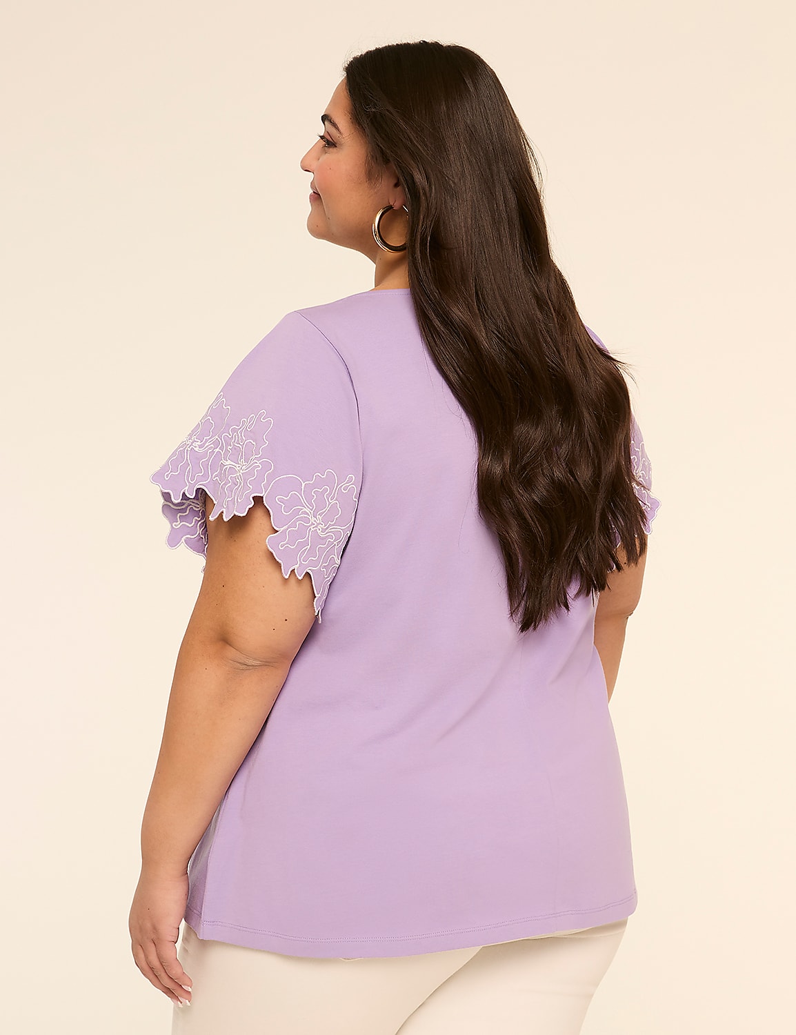 Embroidered Short-Sleeve Boat-Neck Top Product Image 2