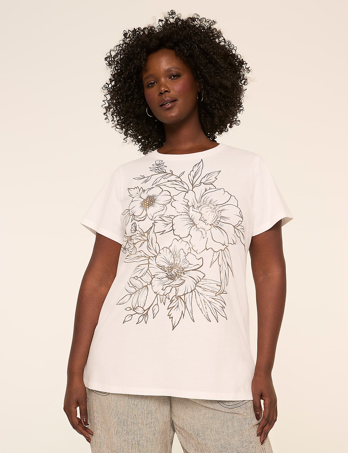 Flower Outline Graphic Tee Product Image 1