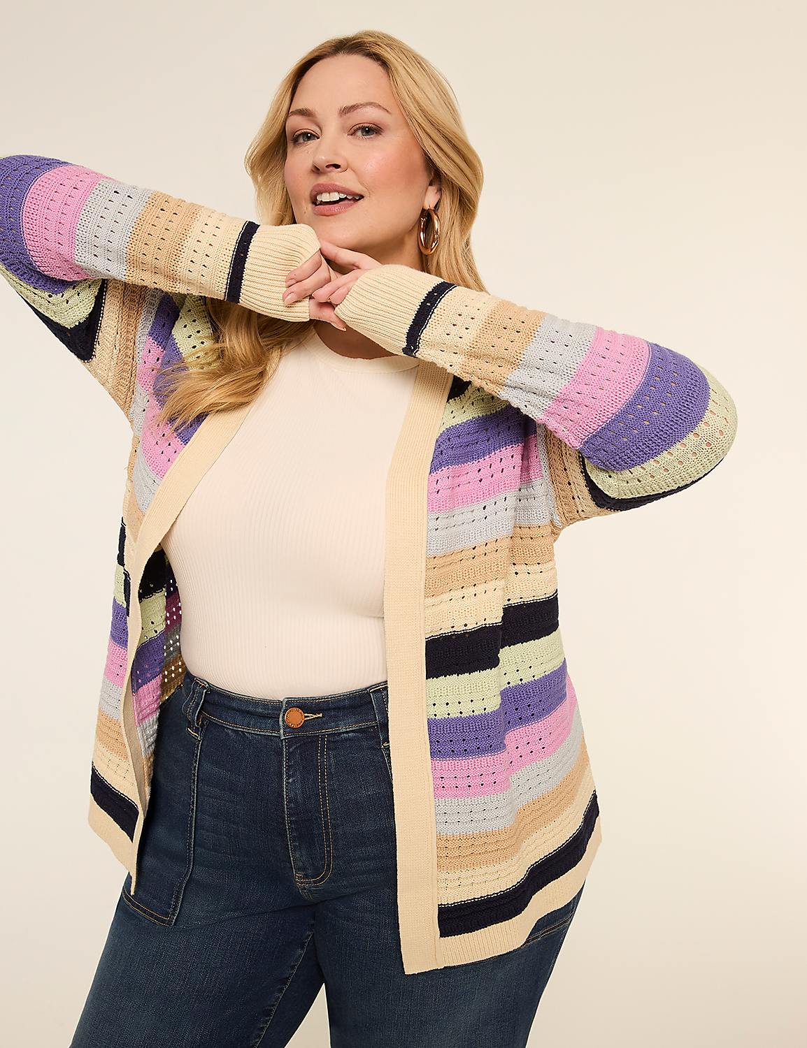 Striped Open-Front Cardigan Product Image 1