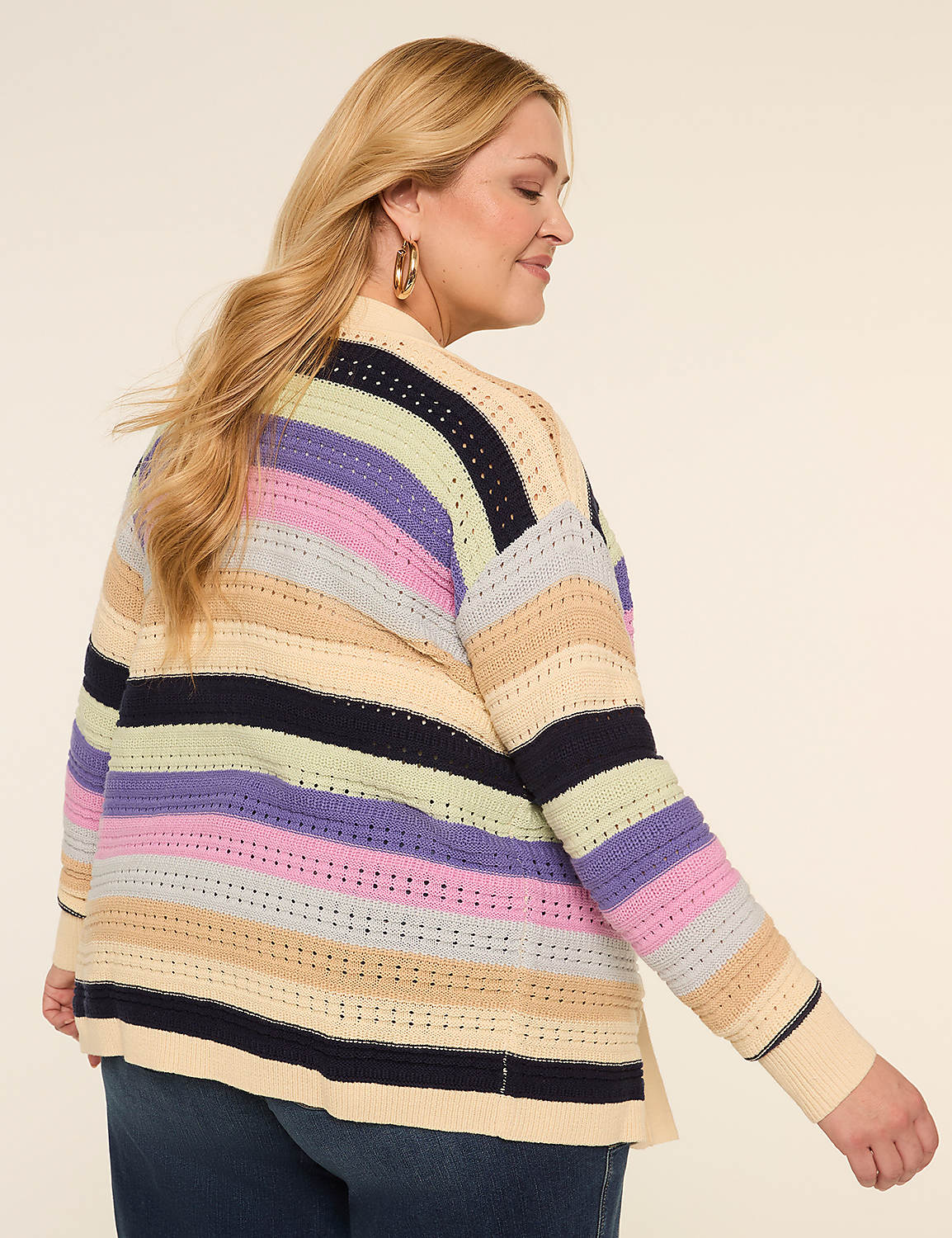 Striped Open-Front Cardigan Product Image 2