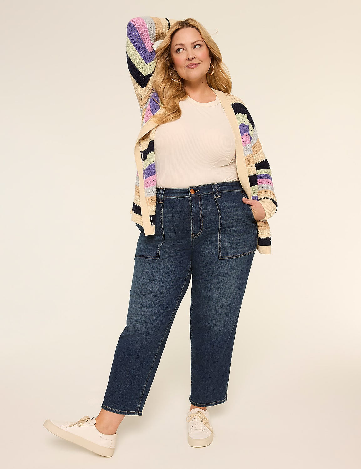 Striped Open-Front Cardigan Product Image 3