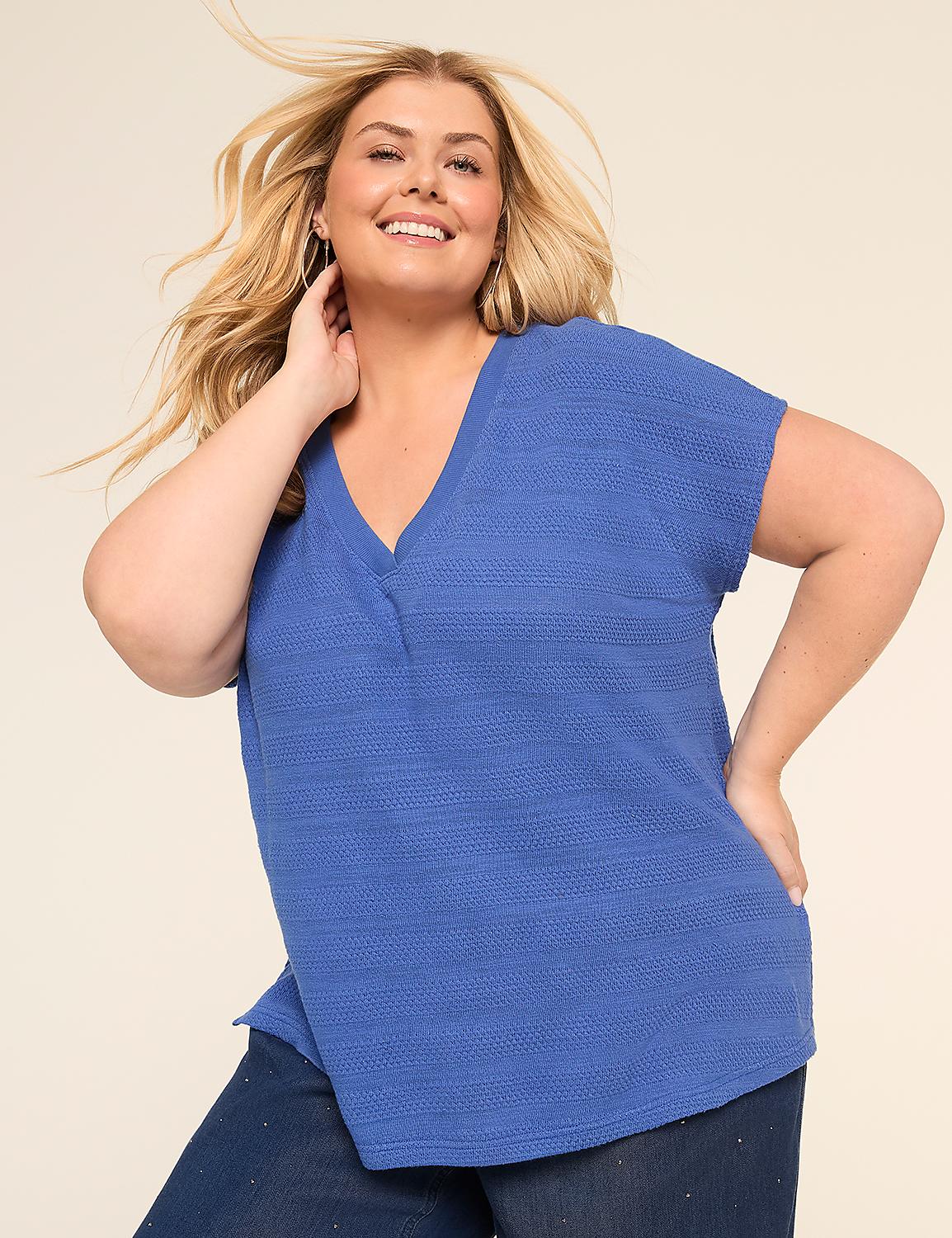 Dolman Cap-Sleeve V-Neck Top - thumbnail 8