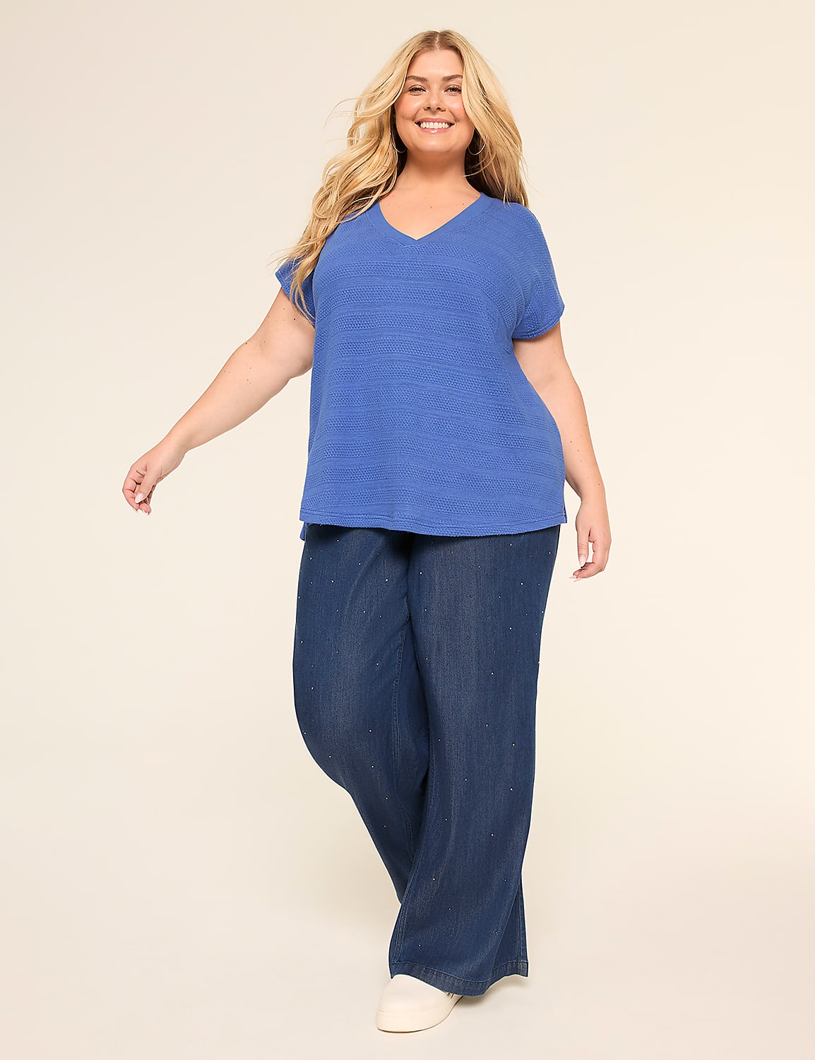 Dolman Cap-Sleeve V-Neck Top - thumbnail 10