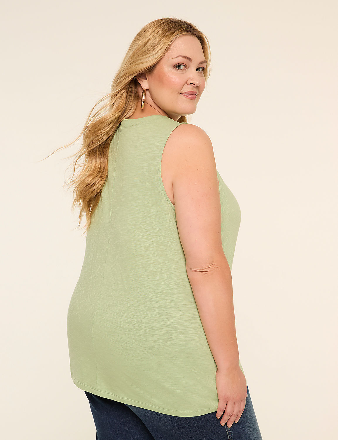 Shirred-Shoulder Notch-Neck Tank Product Image 2