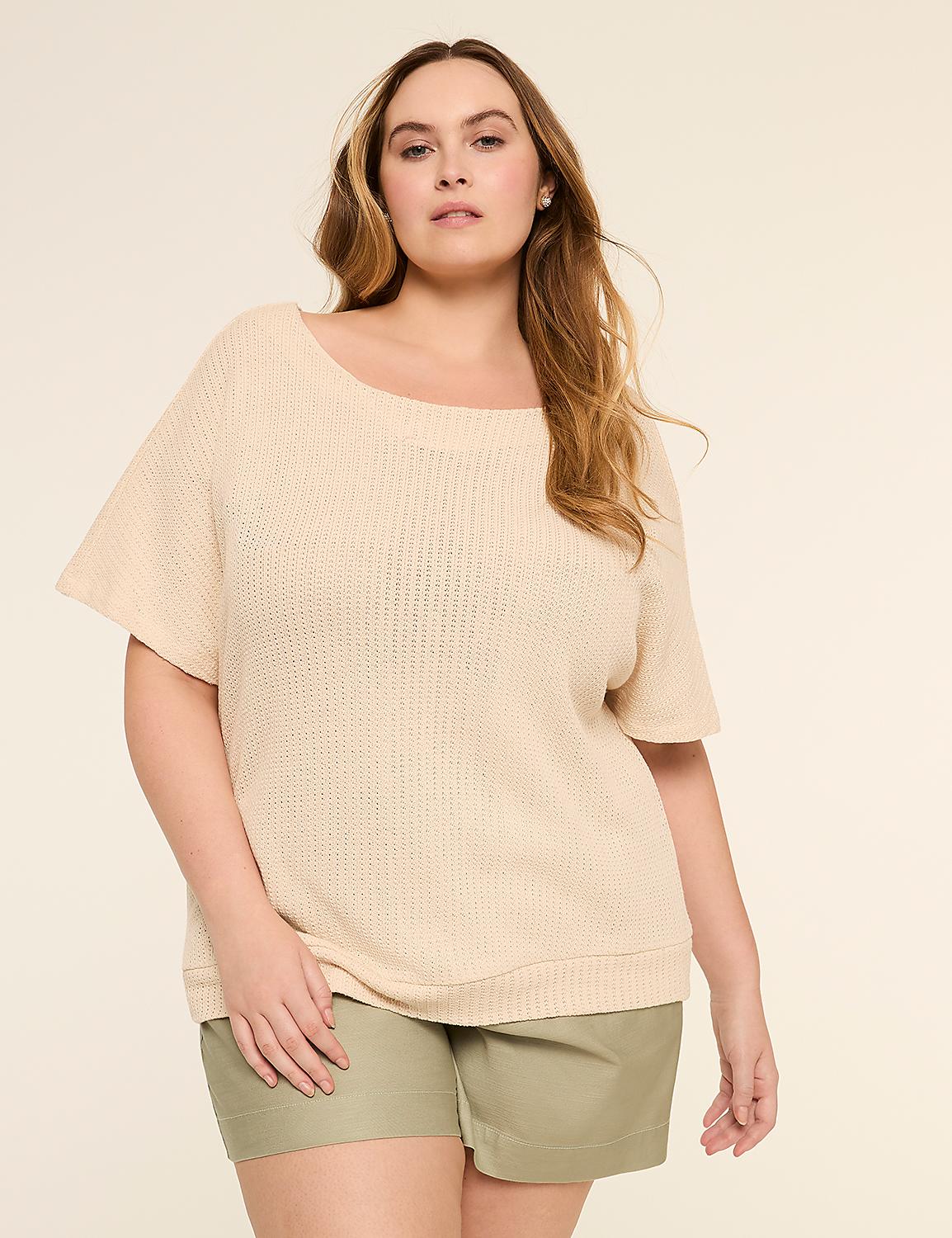Dolman-Sleeve Textured Knit Top Product Image 1