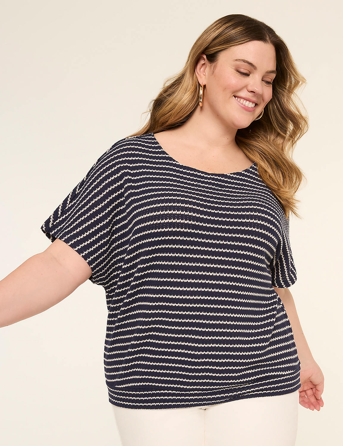 Dolman-Sleeve Textured Knit Top Product Image 1