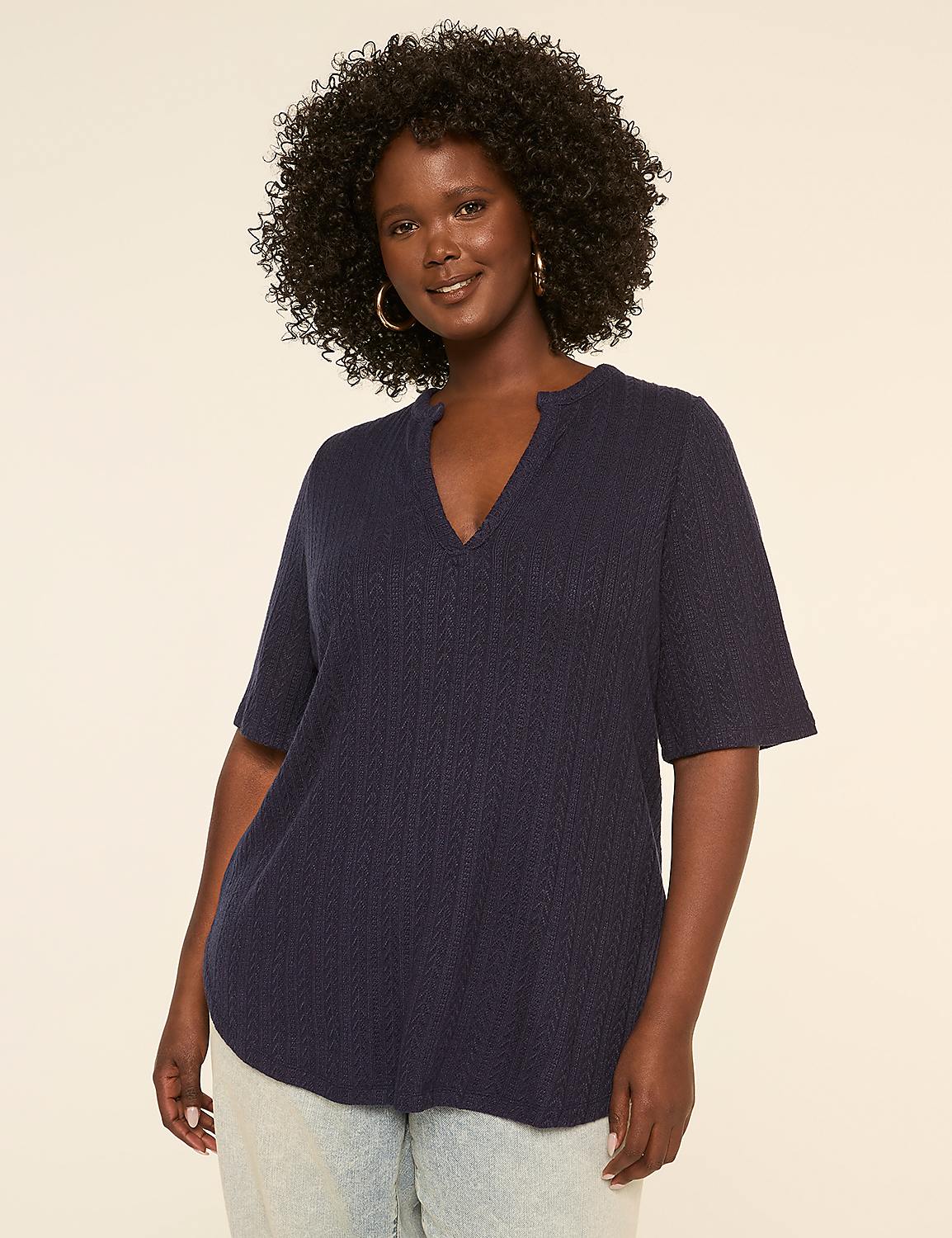 Elbow-Sleeve Soft Spun Tunic Tee Product Image 1