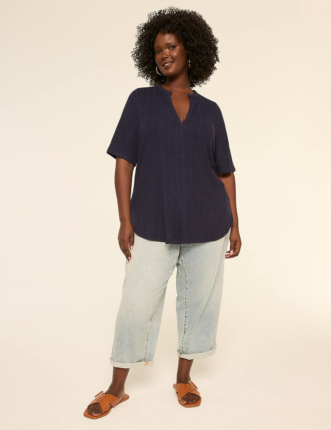 Elbow-Sleeve Soft Spun Tunic Tee Product Image 3