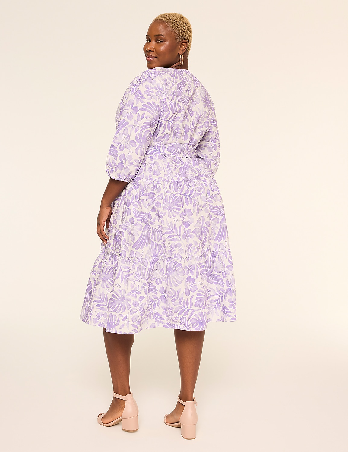 Bracelet-Sleeve Tiered Midi Dress Product Image 2