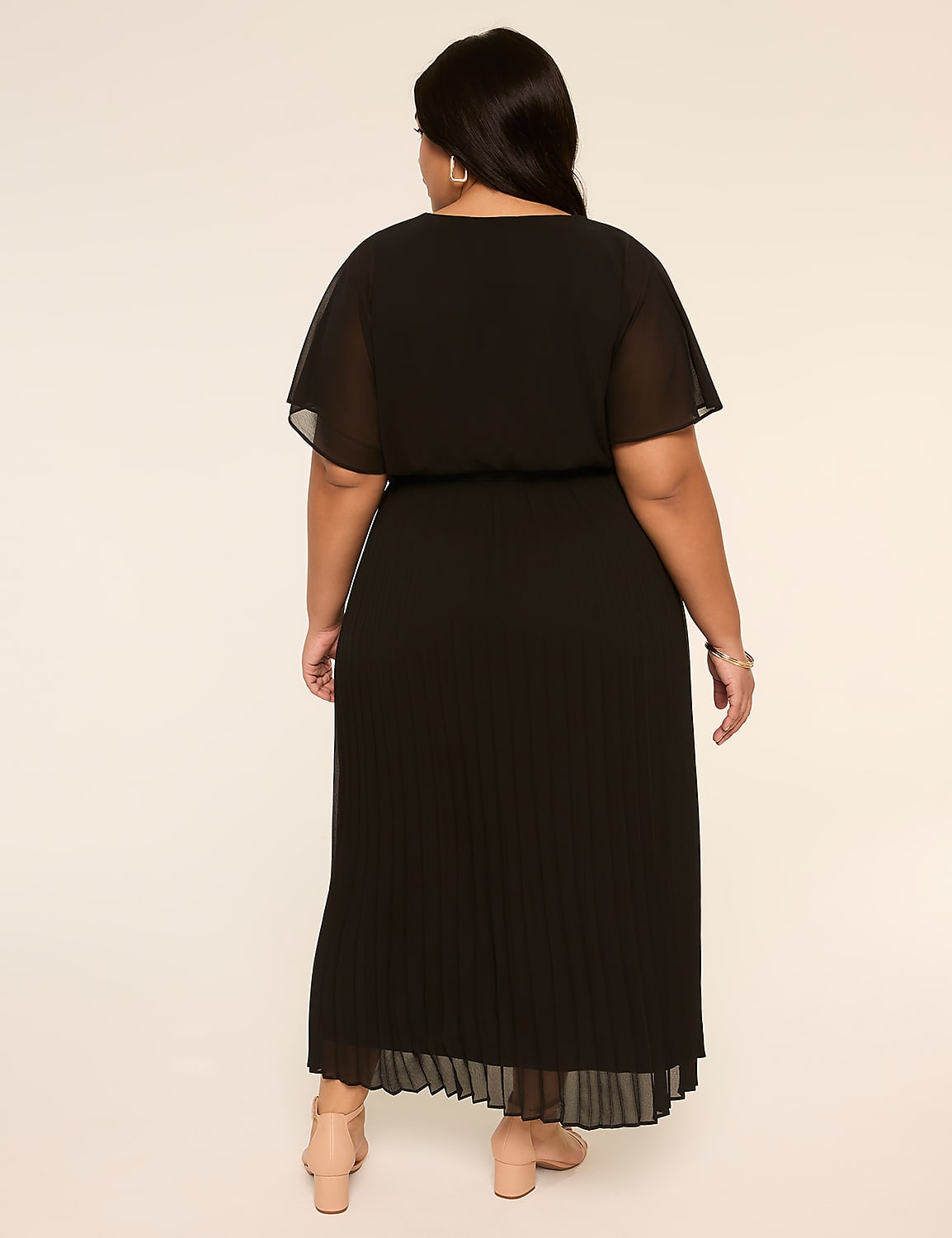Pleated-Skirt Faux-Wrap Maxi Dress Product Image 2