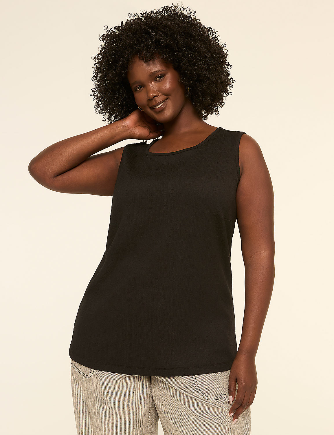 Crinkle Crew-Neck Tank Product Image 1