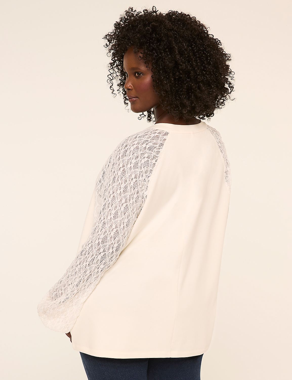 Lace Long-Sleeve Crew-Neck Top Product Image 2