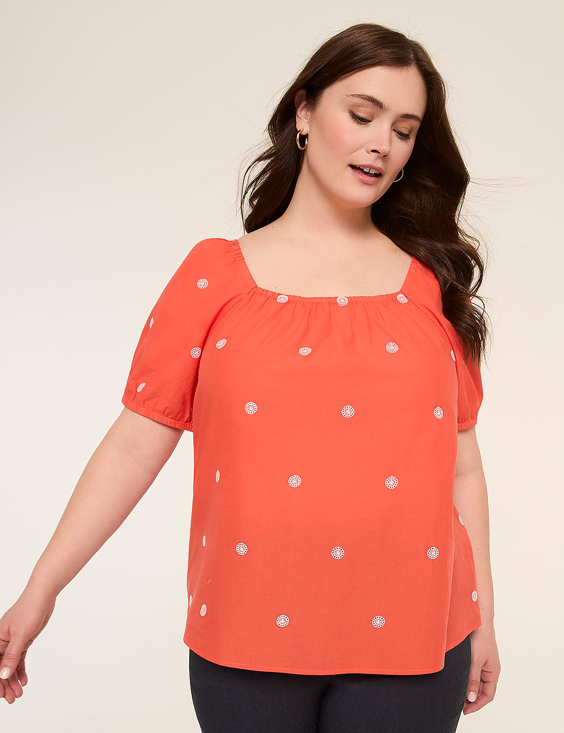 Puff-Sleeve Square-Neck Blouse Product Image 1