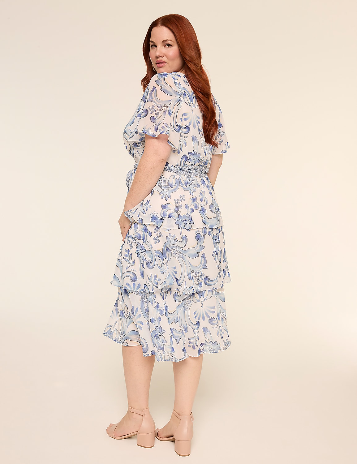 Surplice-Neck Tiered Midi Dress Product Image 2